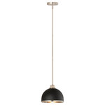 Z-Lite - Z-Lite 1 Light Pendant, Matte Black, Brushed Nickel, 1004P10-MB-BN - Easy elegance follows this domed metal one-light pendant with a crisp industrial influence and minimalist silhouette. A domed shade fashioned of matte black finish stainless steel is trimmed in brushed nickel finish metal with a brushed nickel finish down rod and canopy. This contemporary pendant is adaptable to a variety of décor schemes including farmhouse, modern industrial, and urban modern.