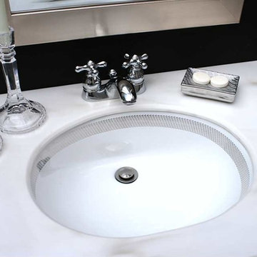 Chain Maille Border Painted Sink in Black Bathroom
