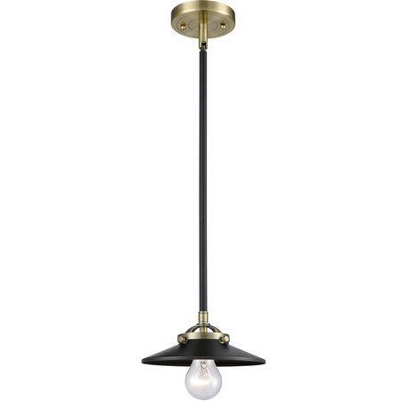 Nouveau Railroad 1 Light Mini Pendant, Black Antique Brass, Matte Black