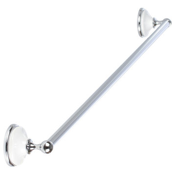 Brighton Bath Series, 30" Towel Bar, in Polished Chrome with White Porcelain