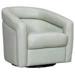 Armen Living - Desi Mint Leather Swivel Accent Chair - The Armen Living Desi living room swivel accent chair includes a plump, comfortable padded design and a turning base that allows for maximum user mobility. This combination of features provides an enhanced user experience without compromising on the chair's elegant contemporary aesthetic quality. The beautiful Desi swivel chair is constructed from durable wood and high-quality metal, assuring exceptional longevity for many years to come. The chair's sleek leather upholstery and high-resiliency foam cushioning offers superior user comfort and support. The Desi's tall arms, padded cushion, and rounded back design assure relaxation after a long day of work. It is the perfect size accent chair that is ideal for compact spaces or any space in your home. The foundation of the product is supported by solid wood for a sturdy and stylish aesthetic without comprising practicality and functionality of this item. This item is a versatile piece that can be ideal for living room, bedroom, family room or even as a desk chair. Full 360-degree swivel functionality offers optimal mobility, the durable web suspension seat construction allows for many years of comfort and enjoyment and the variety of upholstery options allow you to add a pop of color to any room in your home! The Desi swivel chair is available in mint, sky blue, black, dove gray, or espresso leather upholstery.