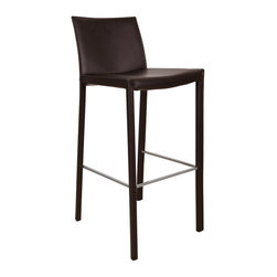 Emma Fully Wrapped Leather Bar Stool | Wenge (Set of 2) - Bar Stools And Counter Stools