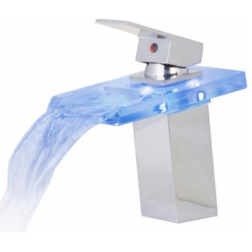 Fontana 18 Cm Bend Glass LED Bathroom Sink Faucet Brass Chrome