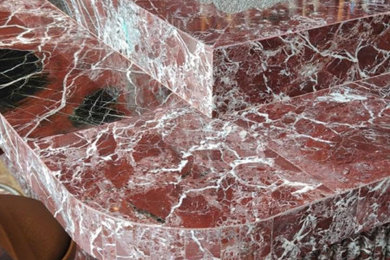 Elazığ Cherry Marble Fluted Counter for Luxury Interiors