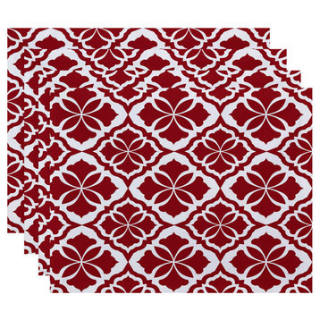 Ceylon, Geometric Print Placemat, Red