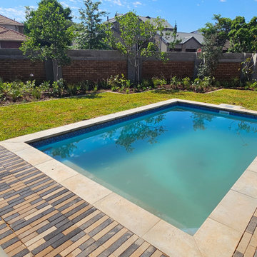 Midfield new garden, pool, paving and pergola