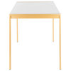 Lumisource Fuji Modern/Glam Dining Table, Gold Metal With White Marble Top