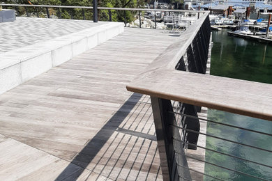 Inspiration for a modern full sun walkway in Vancouver with decking.