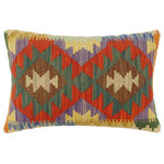 Bareens Designer Rugs - Turkish Tribal Rowland Hand Woven Kilim Pillow - Embellish your home with this timeless casual chic handmade Southwestern Kilim throw pillow covers made with wool and cotton. Constructed on a loom by Nomad Turkman people with hand spun wool and Natural Vegetable dyes these beautiful Kilim pillow covers are known for their beautiful repetitive geometrical, naturalistic floral and traditional patterns yet still giving it a moden look. Masterfully artisan-crafted on traditional Kilim looms with a contemporary fashion palette producing bold intricate sharp patterns making them a standout piece in any decor.