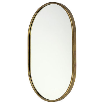 HomeRoots Oval Gold Metal Frame Wall Mirror