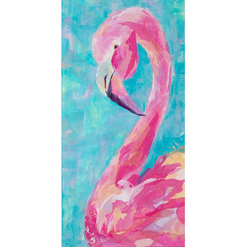 "Pink Flamingo" Stretched Canvas Wall Art by Susan Pepe, 12"x24"