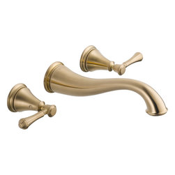 Delta Cassidy Two Handle Wall Mount Lavatory w/ Metal Pop-Up - Bathroom Sink Faucets