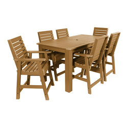 Highwood USA - Weatherly 7-Piece Rectangular Counter-Height Dining Set, Weathered Acorn - Outdoor Dining Sets