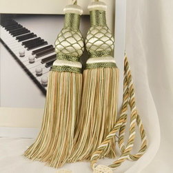 10 Colors QYM46 Polyester Curtain Tassel Tie Backs in Green Color - Window Treatment Accessories