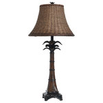 StyleCraft Home Collection - Dundee Accent Table Lamp Faux Red Crocodile Hide and Black, Brown Woven Rattan - Accent your decor with this lovely Table Lamp.