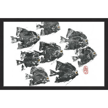 "Racing Fish" Framed Painting Print, 24"x16"