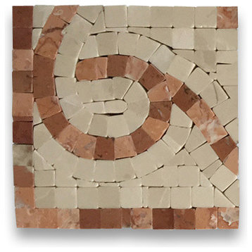 Marble Mosaic Border Decorative Accent Tile Vine Rojo 4x4 Polished, 1 piece