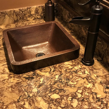 15" Square Skirted Vessel Hammered Copper Sink (VSQ15SKDB)