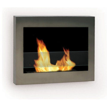 SoHo Wall Mount Ethanol Fireplace, Stainless Steel