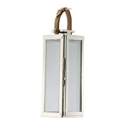 Metal and Glass Tall Buckle Lantern - Candleholders