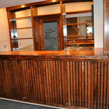 Built in nautical bar with Liberty ship hatch covers
