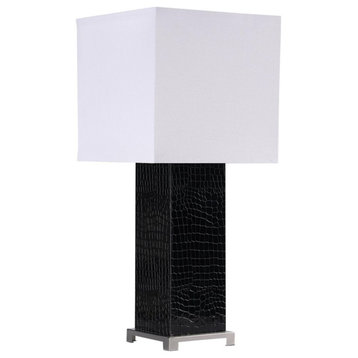 Coaster Bridle Modern Wood Square Shade Bedside Table Lamp Black and White