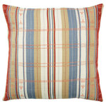 Jaipur Living - Jaipur Living Shiloi Tribal Tan/Red Down Pillow 18" Square - Handmade by weavers in Nagaland, India, the Nagaland collection showcases the traditional loin-loom techniques of the indigenous tribes of the region. The artisan-made Shiloi throw pillow effortlessly combines heritage-rich tribal and stripe patterns with a versatile tan, red, cream, blue, and gold colorway for a stunning statement in any space. Crafted of soft, finely woven cotton, this pillow brings the global art of Naga textiles to the modern home.