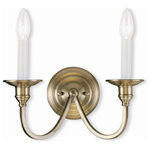 Livex Lighting - Livex Lighting 5142-01 Cranford - 2 Light Wall Sconce in Cranford Style - 13 Inc - Beautiful squared arms in a brushed nickel finishCranford 2 Light Wal Antique BrassUL: Suitable for damp locations Energy Star Qualified: n/a ADA Certified: n/a  *Number of Lights: 2-*Wattage:60w Candelabra Base bulb(s) *Bulb Included:No *Bulb Type:Candelabra Base *Finish Type:Antique Brass
