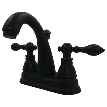 Fauceture FSY5610ACL 4 in. Centerset Bathroom Faucet,Plastic Pop-Up, Matte Black