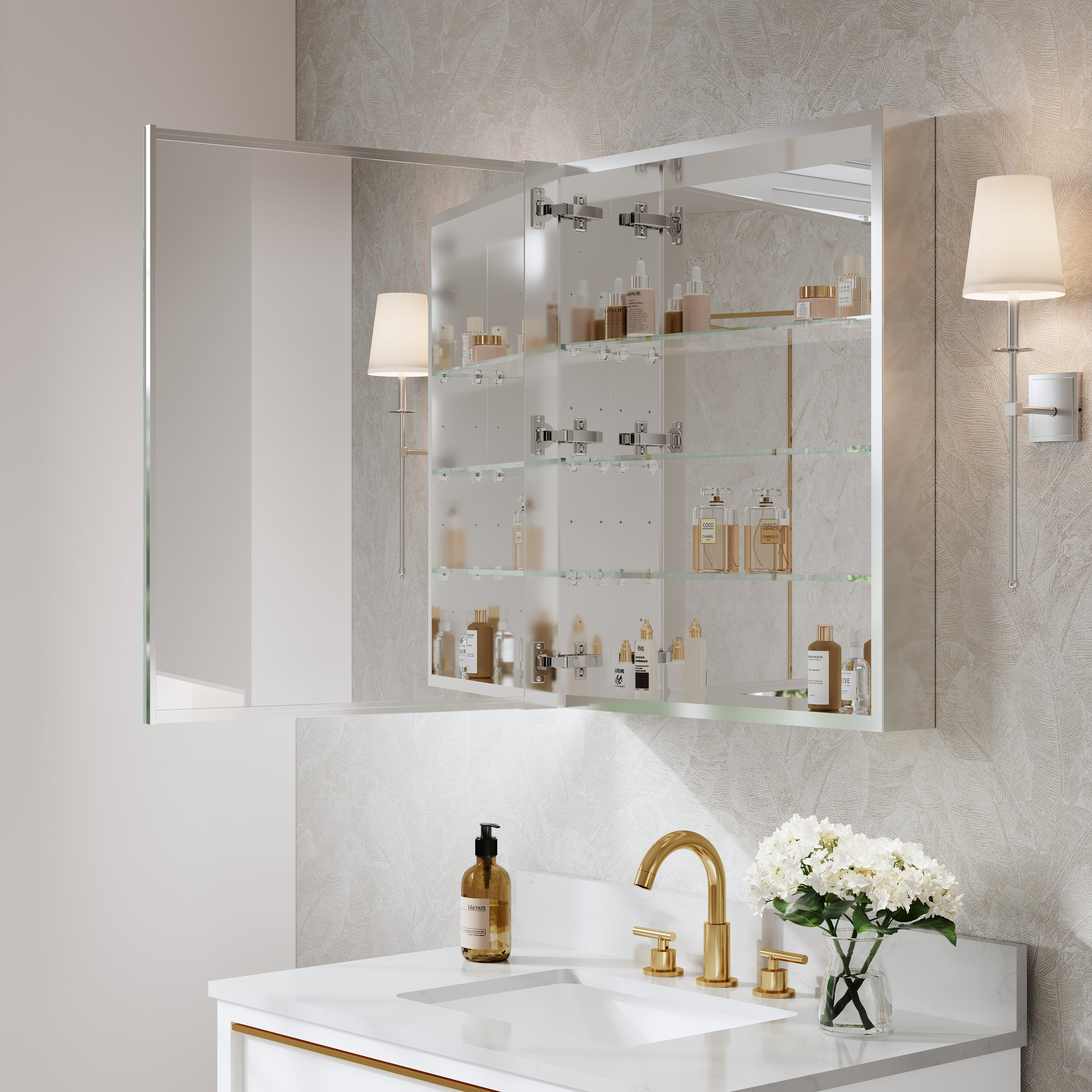 Recessed/Surface Mount Bathroom Medicine Cabinet, Soft-Close Blum ...