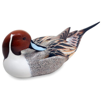 Posing Pintail Duck Wood Statuette