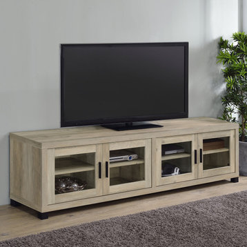 Lauro Rectangular TV Console With Glass Doors Tv Stand Brown