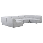 Meridian Furniture - Miramar Linen Textured Fabric  6-Piece Modular U-Shaped Sectional, Grey - Bring home the Miramar modular sectional to give your home a comfortable new element. This welcoming sectional has a modular design, so you can move its components to suit your preferences. Premium construction using a solid frame and soft grey linen textured upholstery makes it a durable choice for the living room or family room. Pairing its components with other pieces in the Miramar lineup is easy, thanks to attachment latches on each piece.