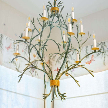 Branch Chandelier and Painted Butterflies