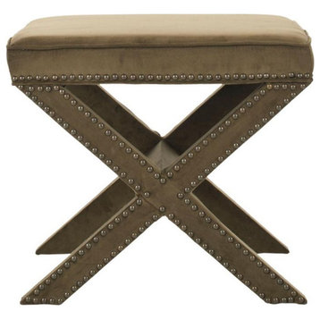 Margaret Ottoman Brass Nail Heads Spruce