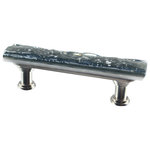 Glass Storm Studios - Silver Handmade Glass, Pull - Textured and layered glittering silver glass. All our products are handmade to order.  Important: Do not use an electric drill or electric screwdriver.