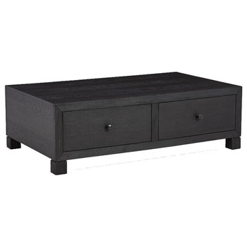 Ashley Furniture Foyland Wood Coffee Table with 4 Drawers in Black