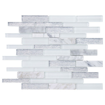 Modket Super White Silver Glass Calacatta Marble Mosaic Tile Backsplash TDH470NS