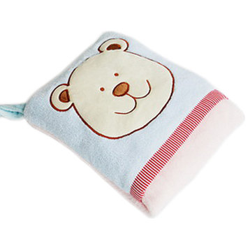 Blue Bear Fleece Throw Blanket Pillow Cushion / Travel Pillow (28.3"-35.1")