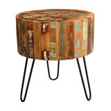Driftwood Reclaimed Wood Drum Side Table