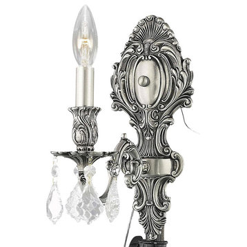 Monarch 1 Light 5'' Pewter Wall Sconce Wall Light, Clear, Royal Cut