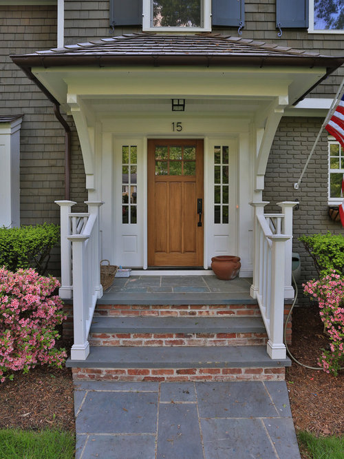 door portico steps porch stoop brick stairs houzz entry entrance walkway simple porches bluestone traditional remodel