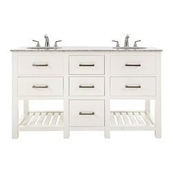 Fraser 60 in. W Double Vanity in White with Granite - Bathroom Vanities And Sink Consoles