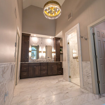 Leawood, Kansas Marble Wrapped Primary Bathroom Remodel