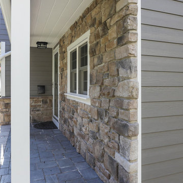 James Hardie Pewter Gray + Beechworth Windows + Stone