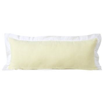 Ox Bay Handwoven Yellow/White Bordered Organic Cotton Pillow Cover, 14"x36"