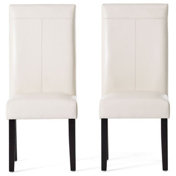 GDF Studio Emilia Pu Leather Dining Chairs, Set of 2, Ivory