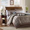 Madison Park Jacquard Duvet 6-Piece Set With Piping, Blue/Brown, King