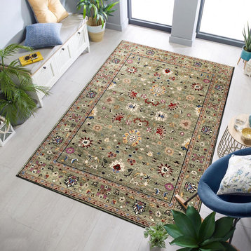 Hand Knotted Wool Light Green Traditional Classic Bidjar Collection Rug, 10'x14'