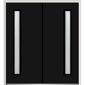 Clear Low-E 1-Lite Fiberglass Smooth Double Door 62"x81.75" Right Hand Inswing